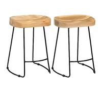 Teenpull Gavin Solid Mango Wood Bar Stools, set di 2 pezzi, design industriale Counter Height Chairs for Kitchen Island Dining Room