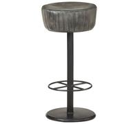 Teenpull Gray Genuine Leather Bar Stool, Soft Comfortable Seating for Kitchen Counter, Dining Room, or Home Bar