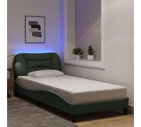 Teenpull Hvar - Telaio per letto 80 x 200 cm, in tessuto grigio scuro con illuminazione a LED, ondulato, robusto legno di pino e telaio in metallo, nessun set di materassi