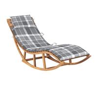 Teenpull Lettino a dondolo in legno massello teak, 60 x 180 x 73 cm, con cuscino, resistente alle intemperie, per giardino, terrazza, balcone, piscina, prendere il sole rilassato