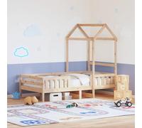 Teenpull Lettino in legno massello con tetto, 80 x 200 cm, in legno di pino non trattato, moderno con rete a doghe, robusto telaio per letto per ragazzi e ragazze, posto per dormire sicuro