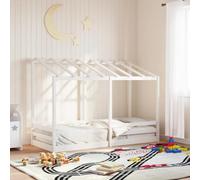 Teenpull Lettino per bambini con tetto bianco, 90 x 190 cm, in legno massello di pino, stabile telaio del letto per bambini, mobile moderno con base a doghe per il supporto dei materassi, posto letto