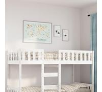 Teenpull Lettino per bambini in legno massello bianco 90 x 200 cm, telaio stabile con rete a doghe per camera dei bambini, per un sonno sicuro con protezione dalle cadute, senza testiera