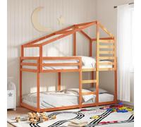 Teenpull Letto a castello con tetto, 75 x 190 cm, marrone cera, legno massiccio di pino, robusto telaio per camera dei bambini, mobile salvaspazio, posto sicuro per dormire per bambini (177 caratteri)