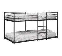 Teenpull Letto a castello nero 107 x 203 cm telaio in acciaio, robusto letto matrimoniale in metallo con scala e protezione anti-caduta, salvaspazio per camera dei bambini e camere degli ospiti