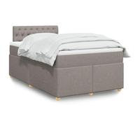 Teenpull Letto a molle 120 x 200 cm, in tessuto tortora imbottito con testiera, molle insacchettate, materasso e coprimaterasso, illuminazione a LED per un sonno riposante come mobili stabili