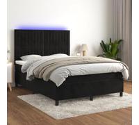 Teenpull Letto a molle 140 x 200 cm, in velluto nero con materasso a molle insacchettate, illuminazione a LED, testiera regolabile in altezza, per la camera da letto (171 caratteri)