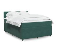 Teenpull Letto a molle, 140 x 200 cm, in velluto verde scuro, con materasso a molle insacchettate, top comfort e piedi in legno di pino stabili per un sonno riposante