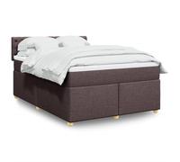 Teenpull Letto a molle 160 x 200 cm, tessuto marrone scuro, con materasso a molle insacchettate e coprimaterasso, struttura e testiera imbottiti, robusto set di mobili per camera da letto per un