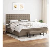 Teenpull Letto a molle 200 x 200 cm, colore tortora, testiera regolabile in altezza, materasso a molle insacchettate di alta qualità, telaio stabile per un sonno riposante, camera da letto.