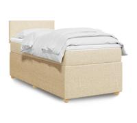 Teenpull Letto a molle, 80 x 200 cm, in tessuto crema, imbottito con molle insacchettate, testiera e illuminazione a LED, ideale come telaio per un sonno rilassante nella camera da letto moderna