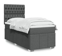 Teenpull Letto a molle 80 x 200 cm, tessuto grigio scuro, imbottito con materasso a molle insacchettate, testiera regolabile in altezza, illuminazione a LED, set completo di telaio per camera da letto