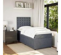 Teenpull Letto a molle 80 x 200 cm, velluto grigio scuro, con materasso a molle insacchettate, testiera regolabile in altezza e illuminazione LED integrata, set moderno di mobili per camera da letto