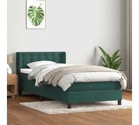Teenpull Letto a molle 80 x 220 cm, in velluto verde scuro, con materasso a molle insacchettate, rete a doghe, testiera regolabile e coprimaterasso, set completo