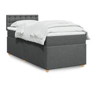 Teenpull Letto a molle 90 x 200 cm, grigio scuro, rivestimento in tessuto con materasso a molle insacchettate, cuscino confortevole, rete a doghe, set moderno per camera da letto