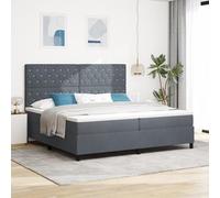 Teenpull Letto a molle a LED con materasso, 200 x 200 cm, velluto grigio scuro, imbottito, testiera, set di mobili per camera da letto