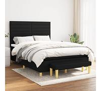 Teenpull Letto a molle con materasso 140 x 200 cm, rivestimento in tessuto nero, testiera regolabile, moderno set di mobili per camera da letto, con panca, per un sonno riposante (174 caratteri)