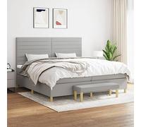 Teenpull Letto a molle con materasso 200 x 200 cm, grigio chiaro, tessuto, imbottito, testiera regolabile in altezza, telaio stabile, molle insacchettate per il comfort, moderno set di mobili per