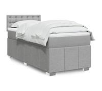 Teenpull Letto a molle con materasso 90 x 190 cm, tessuto grigio chiaro, telaio imbottito con testiera regolabile in altezza, comodo set di mobili per camera da letto per un sonno riposante