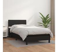 Teenpull Letto a molle con materasso, 90 x 200 cm, nero, in ecopelle, testiera regolabile in altezza, con molle insacchettate per un sonno riposante
