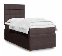 Teenpull Letto a molle con materasso, 90 x 200 cm, tessuto marrone scuro, con molle insacchettate, testiera regolabile in altezza, set di mobili per camera da letto