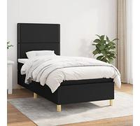 Teenpull Letto a molle con materasso a molle insacchettate, 80 x 200 cm, nero, rivestimento in tessuto, testiera regolabile in altezza, ideale per camera da letto e notti rilassanti