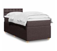 Teenpull Letto a molle con materasso a molle insacchettate, testiera e topper, in tessuto marrone scuro, 80 x 200 cm, per camera da letto, set di mobili per un sonno riposante