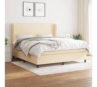 Teenpull Letto a molle con materasso a molle insacchettate, testiera regolabile in altezza, crema 160 x 200 cm, in tessuto resistente, set di mobili di alta qualità per il massimo comfort durante il