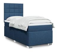 Teenpull Letto a molle con materasso, blu 80 x 200 cm, rivestimento in tessuto, comodo set di mobili per camera da letto con testiera regolabile in altezza e materasso a molle insacchettate per notti