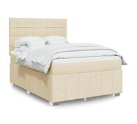 Teenpull Letto a molle con materasso color crema, 160 x 200 cm, imbottito, con coprimaterasso e testiera regolabile, set di mobili per camera da letto con materasso a molle insacchettate