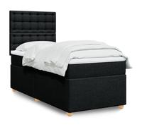 Teenpull Letto a molle con materasso, coprimaterasso e illuminazione a LED, tessuto nero, 80 x 200 cm, testiera regolabile in altezza, set moderno per camera da letto