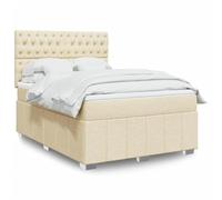 Teenpull Letto a molle con materasso, crema, 140 x 200 cm, in tessuto, testiera regolabile, illuminazione a LED, set moderno per camera da letto