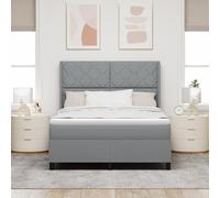 Teenpull Letto a molle con materasso, grigio chiaro, 140 x 190 cm, anima a molla tascabile, comoda schiuma, tessuto robusto, facile manutenzione