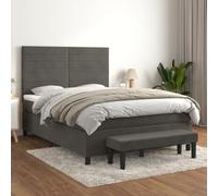 Teenpull Letto a molle con materasso, grigio scuro, 140 x 200 cm, tessuto di velluto, telaio del letto e testiera regolabile in altezza, materasso a molle insacchettate per un sonno riposante, robusta