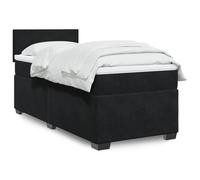 Teenpull Letto a molle con materasso, nero, 100 x 200 cm, imbottitura in velluto, con molle insacchettate, testiera, set moderno per camera da letto