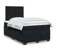 Teenpull Letto a molle con materasso, nero, 120 x 190 cm, in tessuto di velluto, per camera da letto, set di mobili da letto, robusto telaio con materasso a molle insacchettate per un sonno riposante