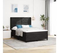 Teenpull Letto a molle con materasso, nero, 140 x 190 cm, in velluto, lussuoso letto imbottito, set di mobili per camera da letto, comfort premium
