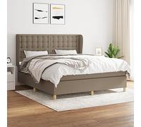 Teenpull Letto a molle con materasso, tortora, 160 x 200 cm, rivestimento in tessuto, letto imbottito con testiera e telaio sottostruttura, set completo di mobili per camera da letto per un sonno