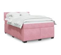 Teenpull Letto a molle con materasso, velluto rosa, 140 x 190 cm, con molle insacchettate, testiera, set di mobili per camera da letto, supporto ottimale