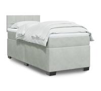 Teenpull Letto a molle grigio chiaro 100 x 200 cm con rivestimento in velluto, materasso a molle insacchettate, top comfort e illuminazione LED regolabile per un sonno rilassante in camera da letto