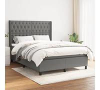 Teenpull Letto a molle grigio scuro 140 x 190 cm, imbottito di alta qualità con rivestimento in tessuto, con materasso, testiera e base stabile per un sonno riposante nel telaio del letto