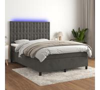 Teenpull Letto a molle grigio scuro velluto imbottito 140 x 190 cm con materasso, testiera e illuminazione a LED, set completo di mobili per un sonno riposante in camera da letto (173 caratteri)