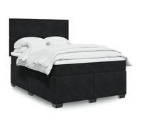 Teenpull Letto a molle in velluto nero, 140 x 200 cm, letto imbottito con materasso e testiera regolabile in altezza, set di mobili moderni per un sonno riposante e un supporto ottimale.