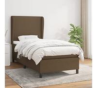 Teenpull Letto a molle marrone scuro 90 x 190 cm, lussuoso letto rivestito in tessuto con materasso di alta qualità, testiera regolabile e telaio robusto come set di mobili per camera da letto per un