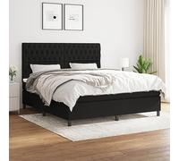 Teenpull Letto a molle nero, 180 x 200 cm, con materasso a molle insacchettate, rivestimento in tessuto, testiera regolabile, comfort elevato, facile da montare