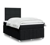 Teenpull Letto a molle rivestito in tessuto nero 120 x 190 cm con testiera regolabile in altezza, materasso a molle insacchettate e topper confortevole: telaio stabile per un sonno riposante come