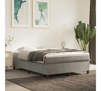 Teenpull Letto a molle rivestito in velluto, grigio chiaro, 140 x 200 cm, con materasso e topper, telaio robusto, piattaforma sottostruttura, set di mobili per camera da letto