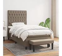 Teenpull Letto a molle tortora 90 x 200 cm con materasso e testiera regolabile, rivestimento in tessuto. Questo set di mobili per letto imbottito offre una struttura stabile per un sonno riposante.