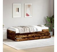 Teenpull Letto con 6 cassetti, 90 x 190 cm, in legno di rovere fumo, struttura per letto e camera degli ospiti, piattaforma moderna mobili con spazio di archiviazione, base stabile letto