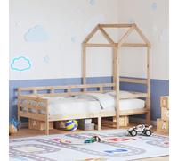 Teenpull Letto con tetto 80 x 200 cm, in legno massello di pino non trattato, versatile come cornice sicura per cameretta dei bambini, camera degli ospiti, divano con spazio integrato